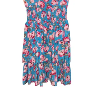 Betsey Johnson Tiered Floral Dress‎ Women's 6 Smocked Summer Wedding Event Prom thumbnail 3