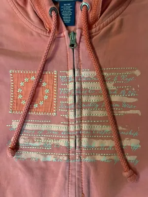 Polo Jeans Company Ralph Lauren Womens M Zip-Up Hoodie Flag Graphic Used thumbnail 11