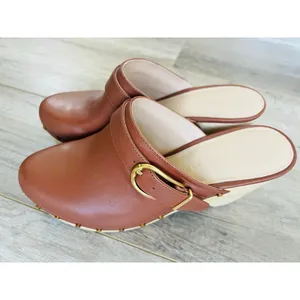 NWOB Veronica Beard Women Hendrix Clog Brown Hazelwood Buckle Leather Mule 10 thumbnail 4