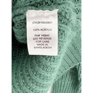 Alison Andrews Sage Green Fringe Cable Knit Sweater Medium Boho Chunky Pullover thumbnail 8