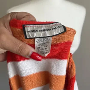 Vintage Striped Red and Orange Women's Top Size L thumbnail 5