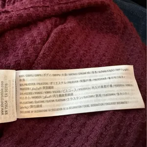 Hollister Burgundy Waffle Oversized Cropped Hoodie Sweater Medium thumbnail 8