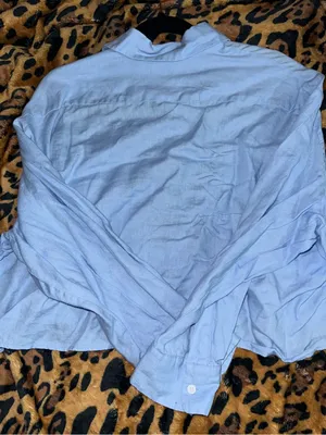 Zara Oversized Blue Linen Top Sz. M thumbnail 5