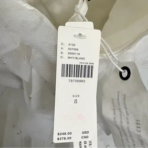 NWT Anthropologie Maeve Tiered Strapless Tulle Pearl Belted Mini Dress White 8 thumbnail 7
