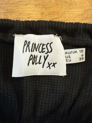 Princess Polly Black Ribbed Tie-Front Slip Dress thumbnail 3