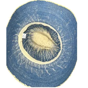 Blue and Tan Women's paper straw Cowgirl Hat thumbnail 7