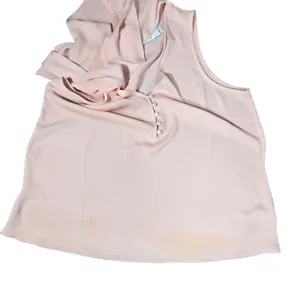 L'Academie Los Angeles Pink Sleeveless Tie Neck Blouse Top Medium M Button Front thumbnail 9