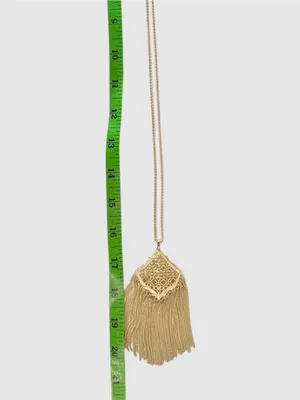 Kendra Scott Kingston Gold Tone Filigree Tassel Fringe Statement Necklace thumbnail 6