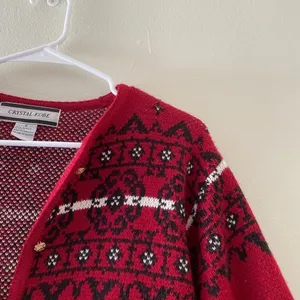 S- Crystal-Kobe Black and Red Knit Vintage Cardigan with Pockets‎ thumbnail 2