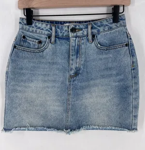Kittenish Light Blue Distressed Cutoff Denim Mini Skirt Size S‎ thumbnail 1