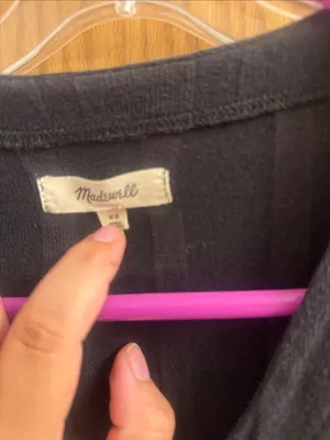 Madewell Black Ribbed V-Neck Button-Up Cardigan thumbnail 2