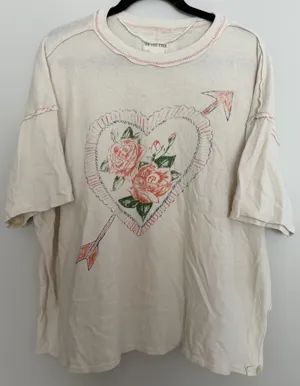 Free People We The Free Love Rose Tee Ivory Women's Size Small thumbnail 1