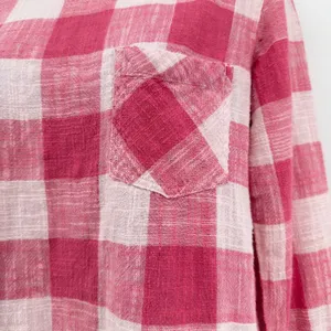Cloth & Stone Anthropologie Pink Gingham Linen Blend Button Back Top Blouse S thumbnail 3