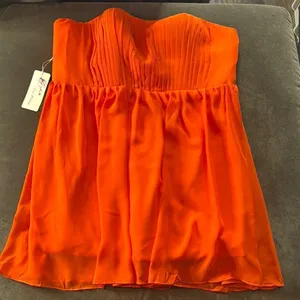 Women’s Orange Short Chiffon Formal Dress Strapless Zip Back Size XXXL NWT thumbnail 1