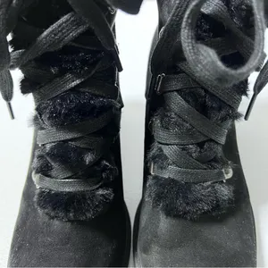 A New Day Larina Black Faux Fur Heeled Ankle Boots thumbnail 5