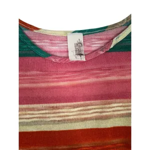Made in USA Colorful Striped Lightweight Knit Dolman Sleeve Top Size‎ Large thumbnail 3