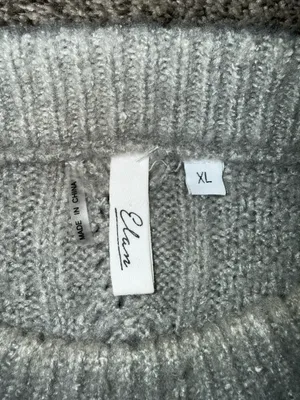 Elan Cable Knit Sweater Size XL Gray Crewneck Layered Look thumbnail 3
