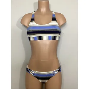 New. PILYQ blue stripe bikini set. L-top/S-bottom thumbnail 3