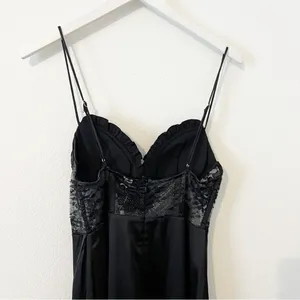 Selfie Leslie Trophy Lace Bodice Midi Dress Black Satin Size Medium M NWT thumbnail 7