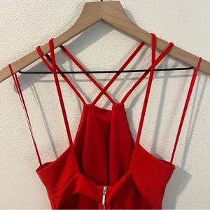 Express Red Asymmetrical Wrap Style Strappy Cutouts Mini‎ Dress Size 2 thumbnail 6