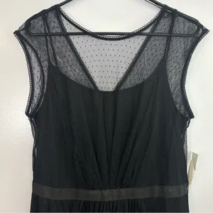NWT Maggy London Black Mesh Illusion Sleeveless Dress Size 14 thumbnail 2