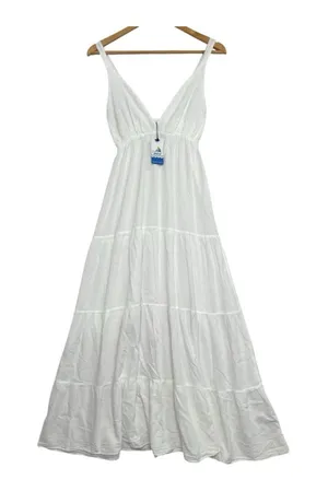 New Seaspice Maxi Dress Womens Small White Peruvian Cotton Sleeveless Boho Beach thumbnail 1