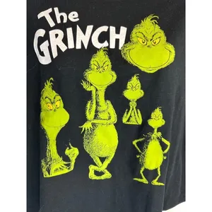 Dr. Seuss The‎ Grinch Black Cropped Top Holiday Festive Women's Medium NWOT thumbnail 2