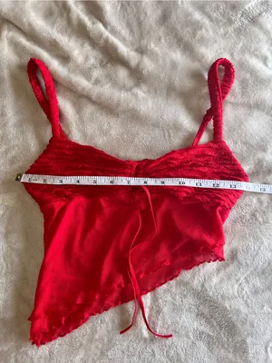 EDIKTED Red Going Out Tank Top College Life Ruched Hot Crop Shirt Women’s Sz XS thumbnail 5