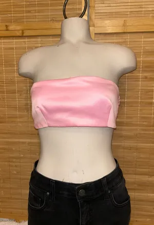 Zara NWT Cropped Bandeau Top Pink Size XS Limited Edition Bloggers Fav thumbnail 1