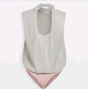 Amanda Uprichard Cream Sleeveless Draped Bodysuit Faux Leather NWOT thumbnail 4