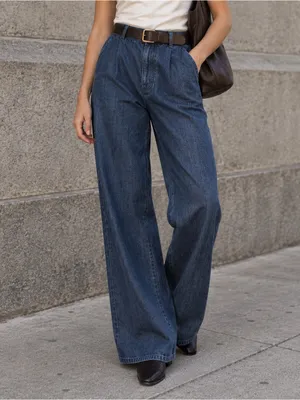 Jenni Kayne High Rise Wide Leg Denim Trouser Jeans 100% Cotton Size 2 thumbnail 2