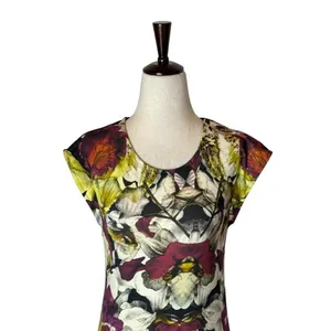 Ted‎ Baker Jersey Knit Abstract Floral Dress Women Small Crew Neck Sheath Artsy thumbnail 3