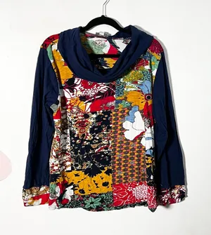 Orientique Naturally Australian Top Large 100% Cotton Floral Patchwork thumbnail 1