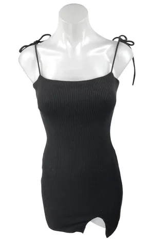 Princess Polly Black Rib Knit Sleeveless Cami Camisole Mini Sweater Tank Dress 4 thumbnail 1