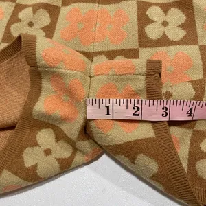 Altar’d State XS Floral Knit Shorts Brown Orange Retro 70s Boho thumbnail 6