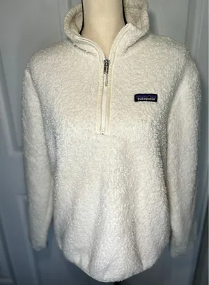 Patagonia Los Gatos 1/4 Zip Fleece‎ Pullover Medium Birch White Sherpa Jacket thumbnail 1
