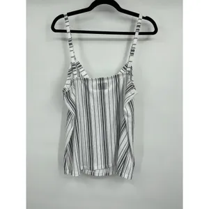 Laura Ashley Striped Tank Top Cami Sleeveless White Gray Womens Size XL NEW thumbnail 8