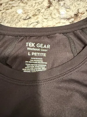 Tek Gear Workout Top Women’s L Petite Black Short Sleeve Athletic thumbnail 3
