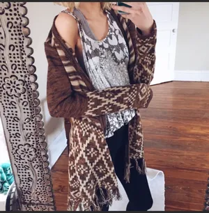 Aztec Cardigan Brown Size M thumbnail 6