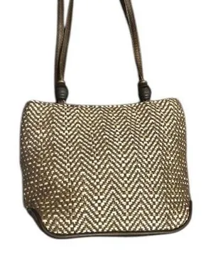 Liz Claiborne Woven‎ Small Crossbody Bag Brown Tan Olefin Cotton Blend Purse thumbnail 1