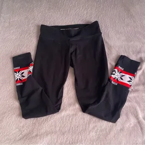Victoria’s Secret black leggings with snowflake design thumbnail 4