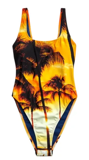 Aerie Sunset Palm Print One Piece thumbnail 1