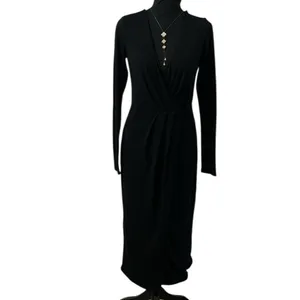 Good American Black Long sleeve Stretchy Mild Wrap Dress(Size 2/Medium) thumbnail 3