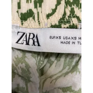 Zara Women's Green Tropical High Rise Barrel Palazzo Wide Leg Trousers Pants XS thumbnail 5