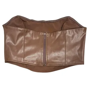 Showpo Lorrin Faux Leather Crop Corset Top Chocolate Brown Womens Size US 6 thumbnail 5