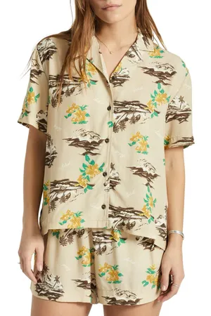Brixton Bunker Paradise Island Print Camp Shirt Medium thumbnail 3