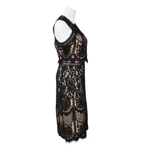 Lulu's Sweetness Lace Midi‎ Dress MEDIUM Black & Nude Flirty Lacy Feminine thumbnail 4
