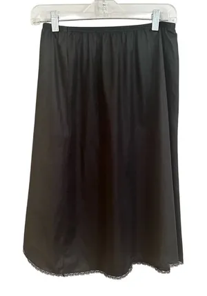 Vanity Fair Vintage‎ 70s Half Slip Women's Medium Black Lace Goth Grunge Retro thumbnail 1