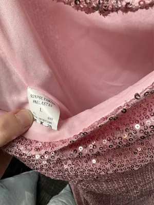 Sequin Strapless Midi Dress Pink Size L thumbnail 6