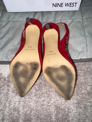 Nine West Suede Heels Red thumbnail 3